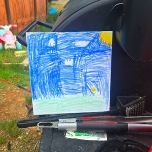 Blue and Green Crayon Art